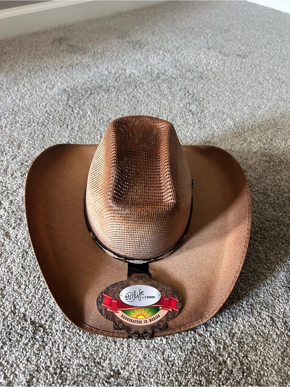 by Flexfit Brown Straw Western Cowboy Hat